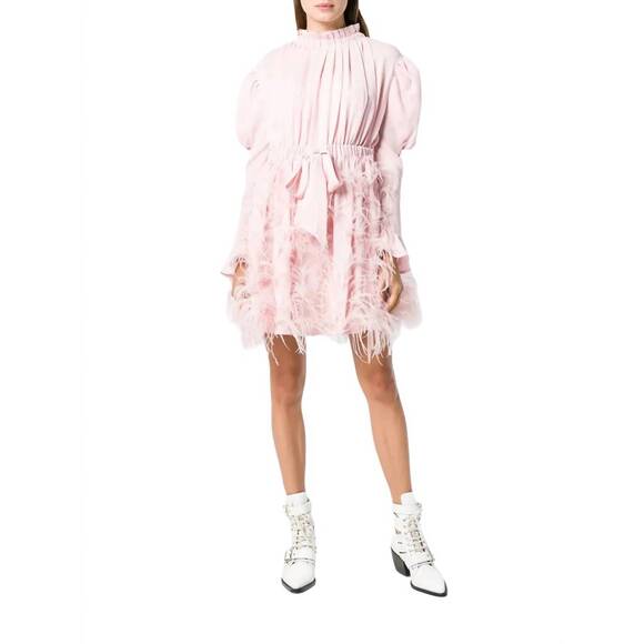 NEW VALENTINO embellished long sleeve mini dress in light pink